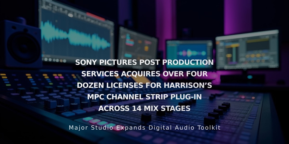 Sony Pictures Expands Harrison MPC Plugin Usage Across 14 Mix Stages with 48 New Licenses