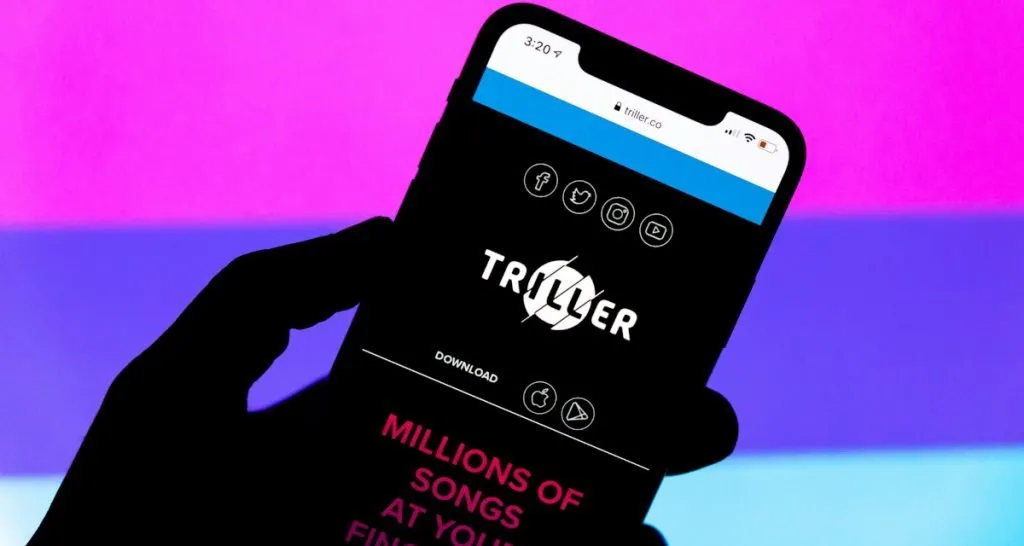 Triller app logo on NASDAQ display