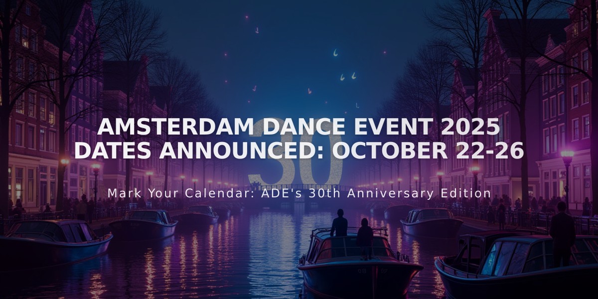 Amsterdam Dance Event 2025 Set for October, Aligning with City's 750th Anniversary