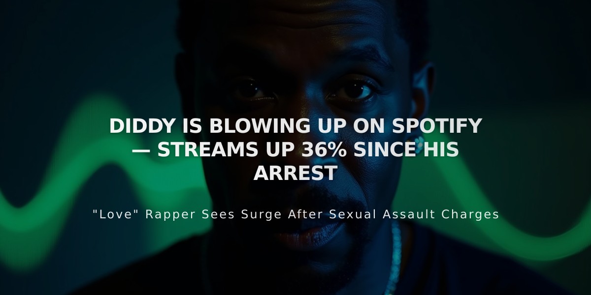 Diddy's Spotify Streams Surge 36% Following Sexual Assault Allegations and Arrest