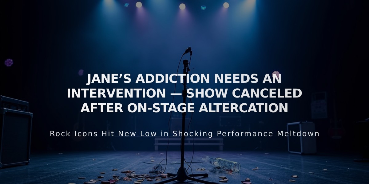 Jane's Addiction Show Canceled After Violent On-Stage Fight Between Band Members