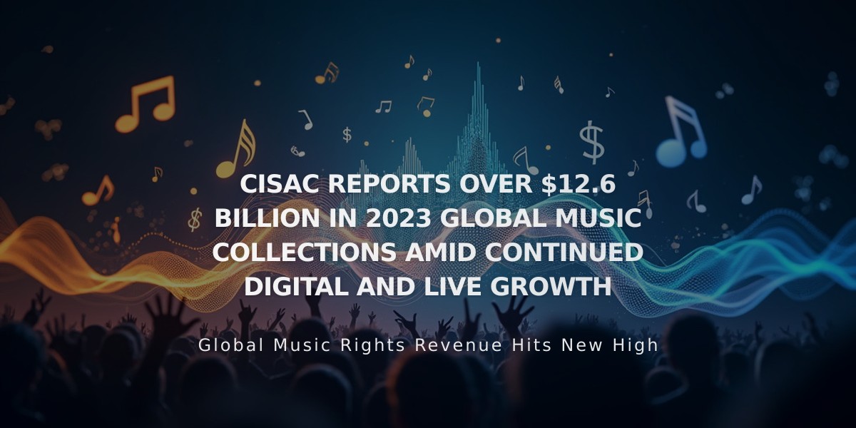 CISAC Music Collections Hit Record $12.6B in 2023, Driven by Digital and Live Performance Growth