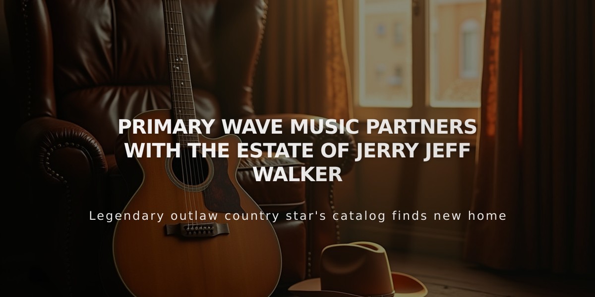 Primary Wave Music Acquires Rights to Jerry Jeff Walker's Musical Legacy