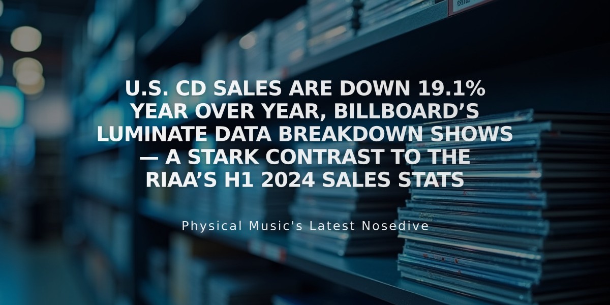 U.S. CD Sales Show 19.1% Drop According to Billboard's Luminate Data, Contradicting RIAA's Growth Report