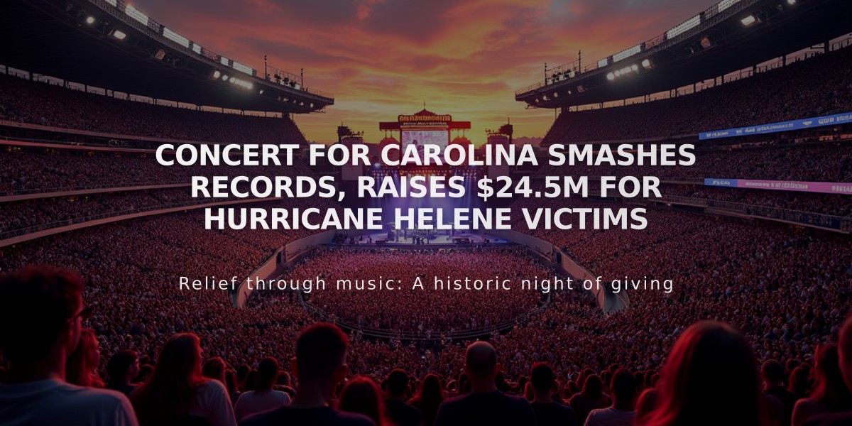 Concert for Carolina Smashes Records, Raises $24.5M for Hurricane Helene Victims