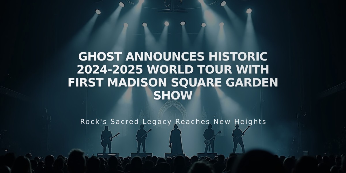 Ghost Announces Historic 2024-2025 World Tour with First Madison Square Garden Show