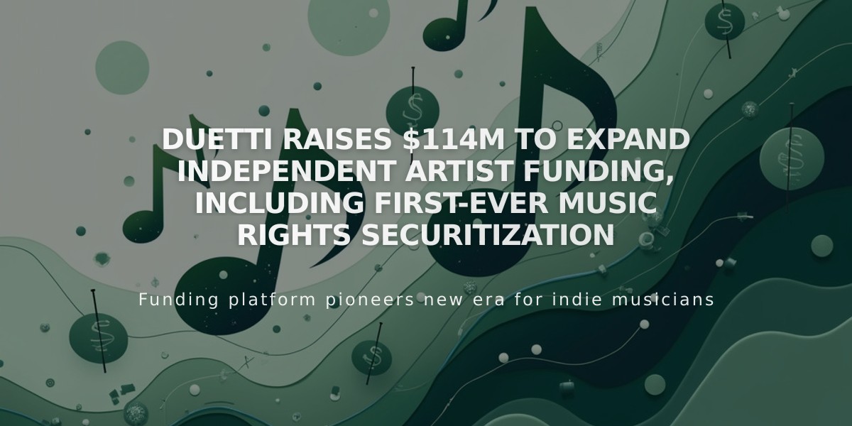 Duetti Raises $114M to Expand Independent Artist Funding, Including First-Ever Music Rights Securitization