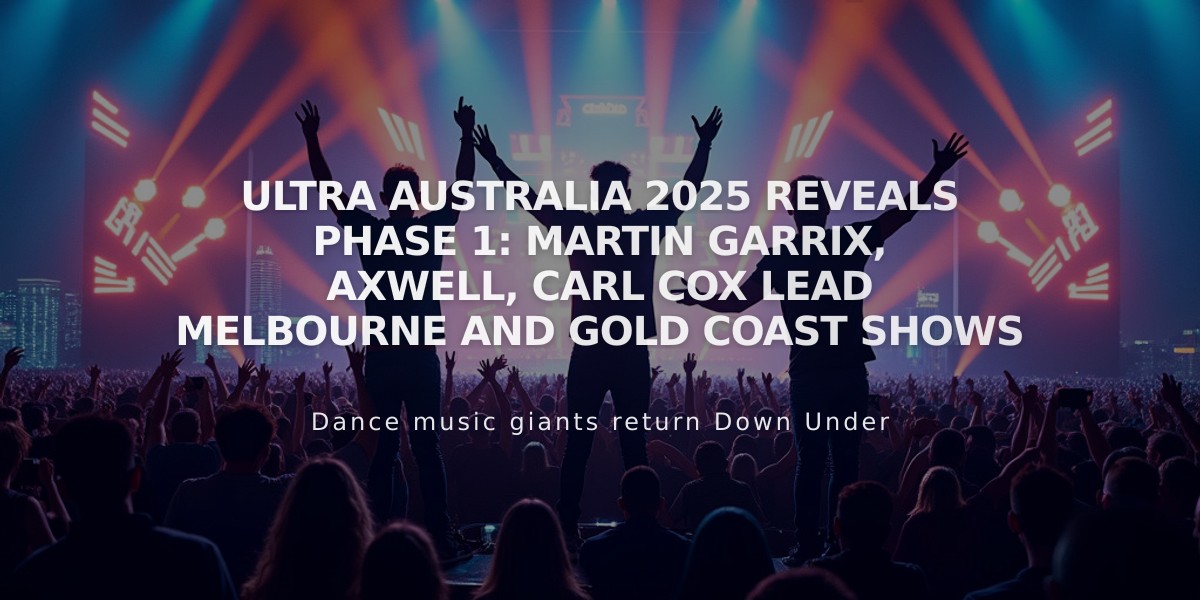 ULTRA Australia 2025 Reveals Phase 1: Martin Garrix, Axwell, Carl Cox Lead Melbourne and Gold Coast Shows