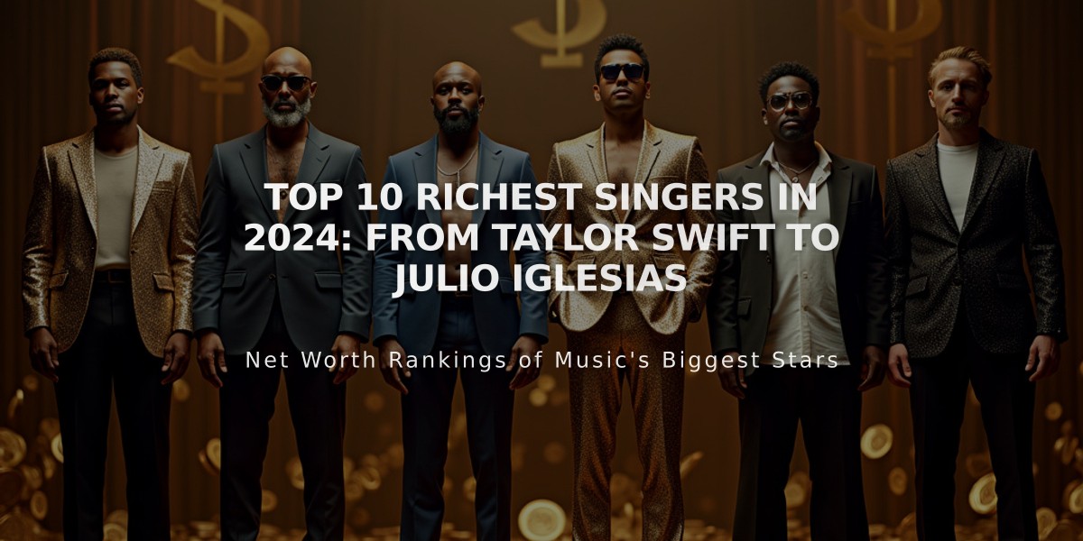 Top 10 Richest Singers in 2024: From Taylor Swift to Julio Iglesias