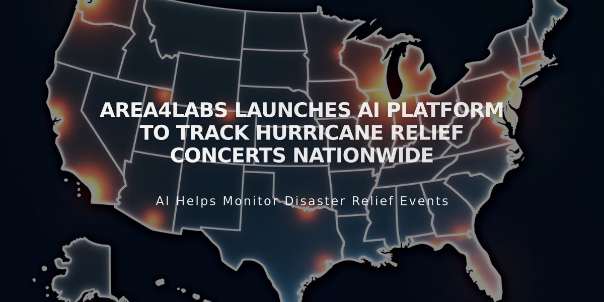 Area4Labs Launches AI Platform to Track Hurricane Relief Concerts Nationwide