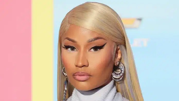 Nicki Minaj wearing hoop earrings