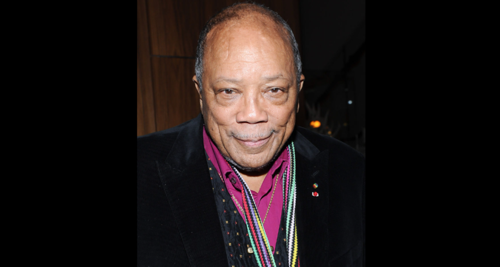 Quincy Jones wearing colorful scarf