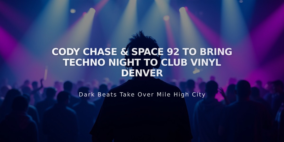 Cody Chase & Space 92 to Bring Techno Night to Club Vinyl Denver