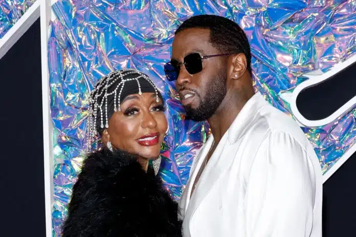 Diddy and mother smile together