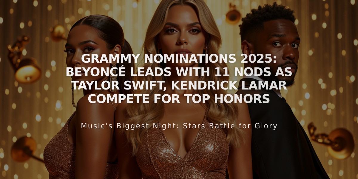 Grammy Nominations 2025: Beyoncé Leads with 11 Nods as Taylor Swift, Kendrick Lamar Compete for Top Honors