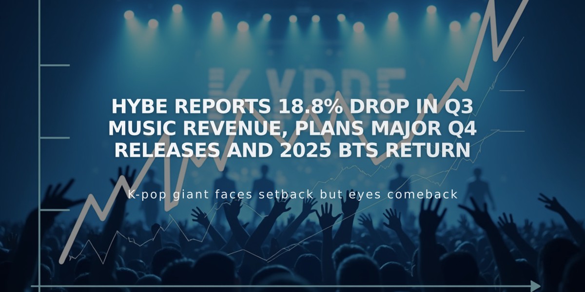 Hybe Reports 18.8% Drop in Q3 Music Revenue, Plans Major Q4 Releases and 2025 BTS Return