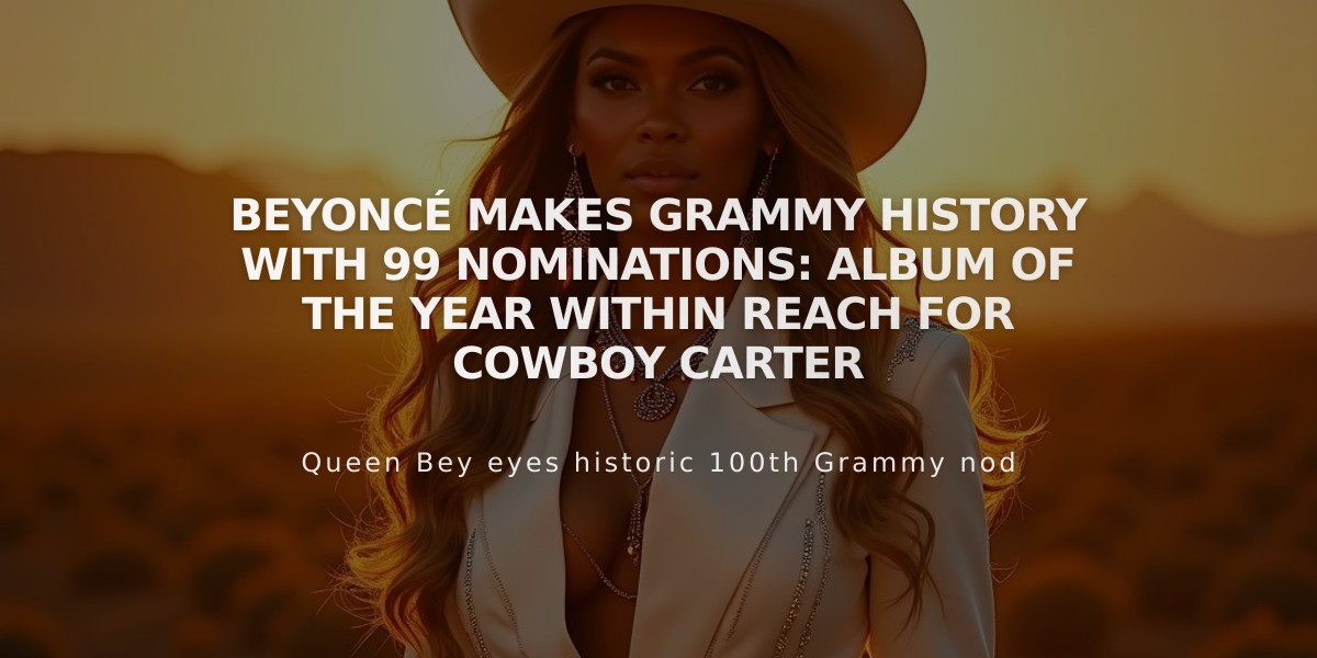 Beyoncé Makes Grammy History with 99 Nominations: Album of the Year Within Reach for Cowboy Carter