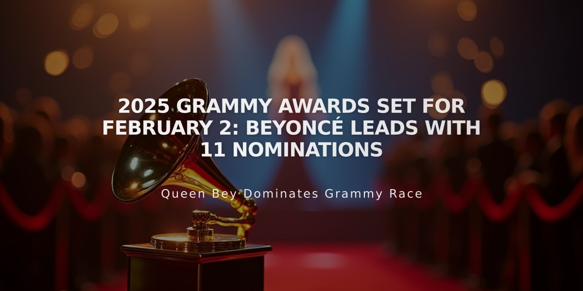 2025 Grammy Awards Set for February 2: Beyoncé Leads with 11 Nominations