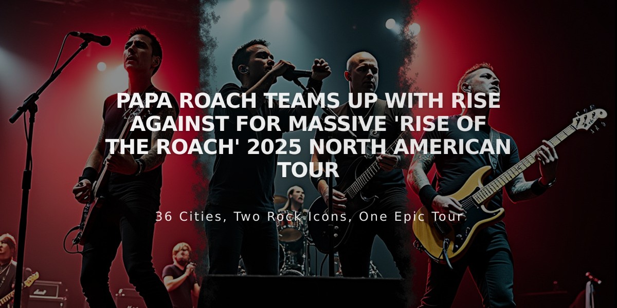 Papa Roach Teams Up with Rise Against for Massive 'Rise of the Roach' 2025 North American Tour