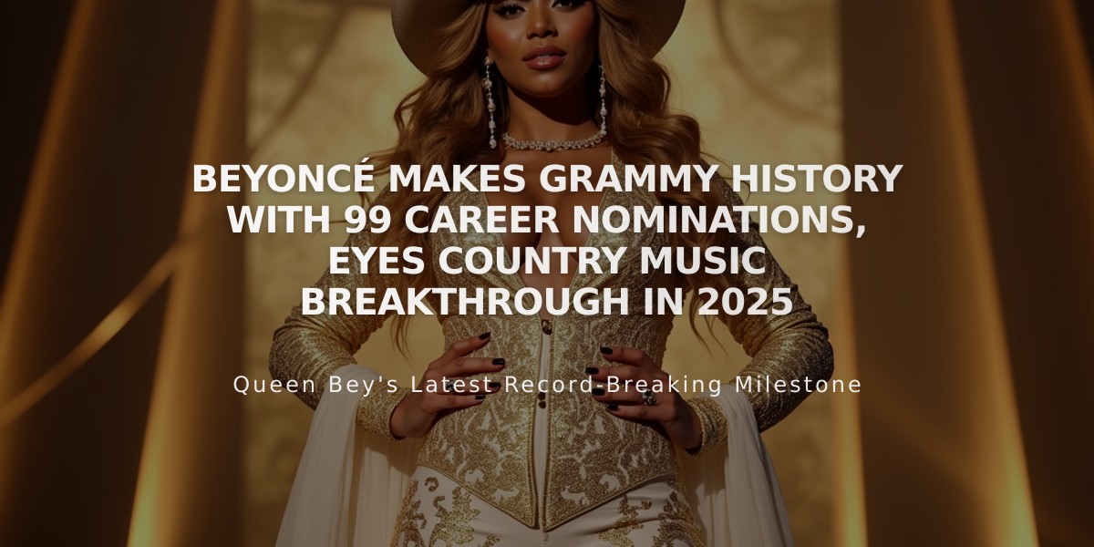 Beyoncé Makes Grammy History with 99 Career Nominations, Eyes Country Music Breakthrough in 2025