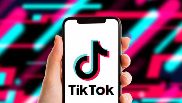 Mobile phone displaying TikTok logo