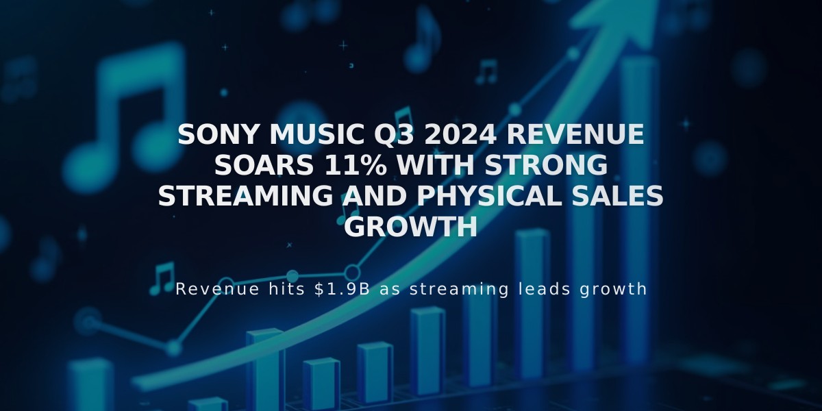 Sony Music Q3 2024 Revenue Soars 11% with Strong Streaming and Physical Sales Growth