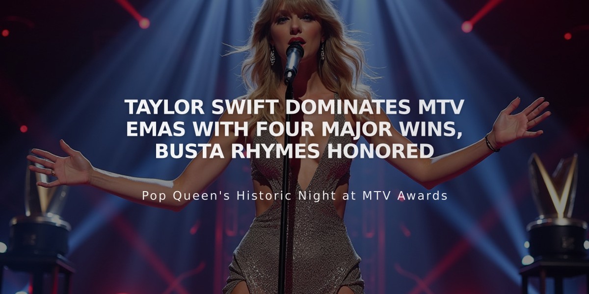 Taylor Swift Dominates MTV EMAs with Four Major Wins, Busta Rhymes Honored