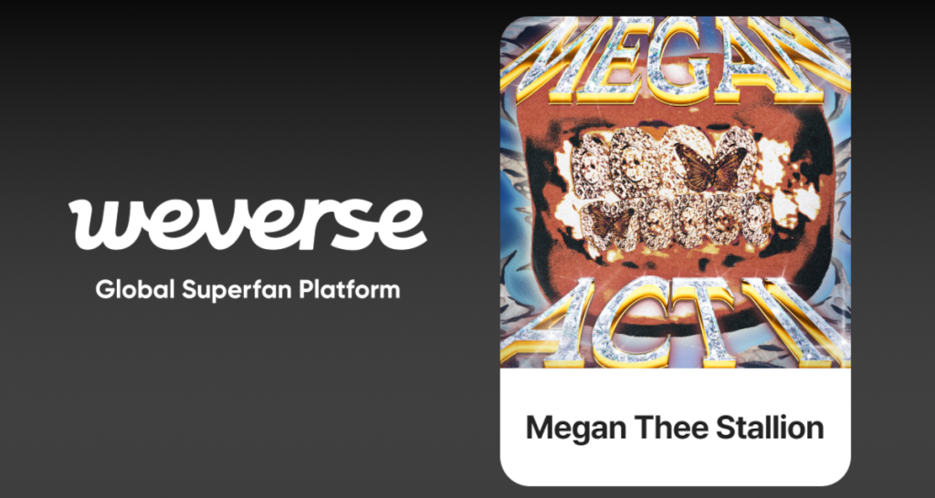 Weverse logo with Megan Thee Stallion