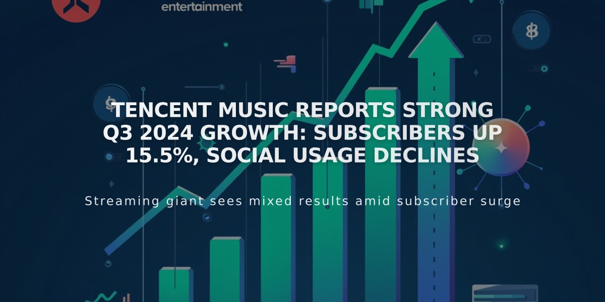 Tencent Music Reports Strong Q3 2024 Growth: Subscribers Up 15.5%, Social Usage Declines