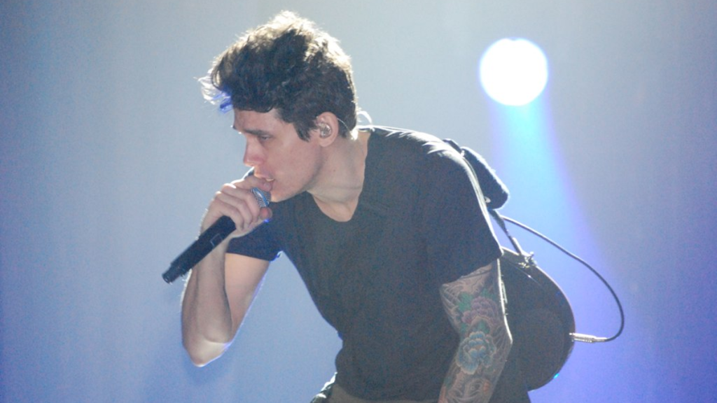 John Mayer performing at Hollywood studio