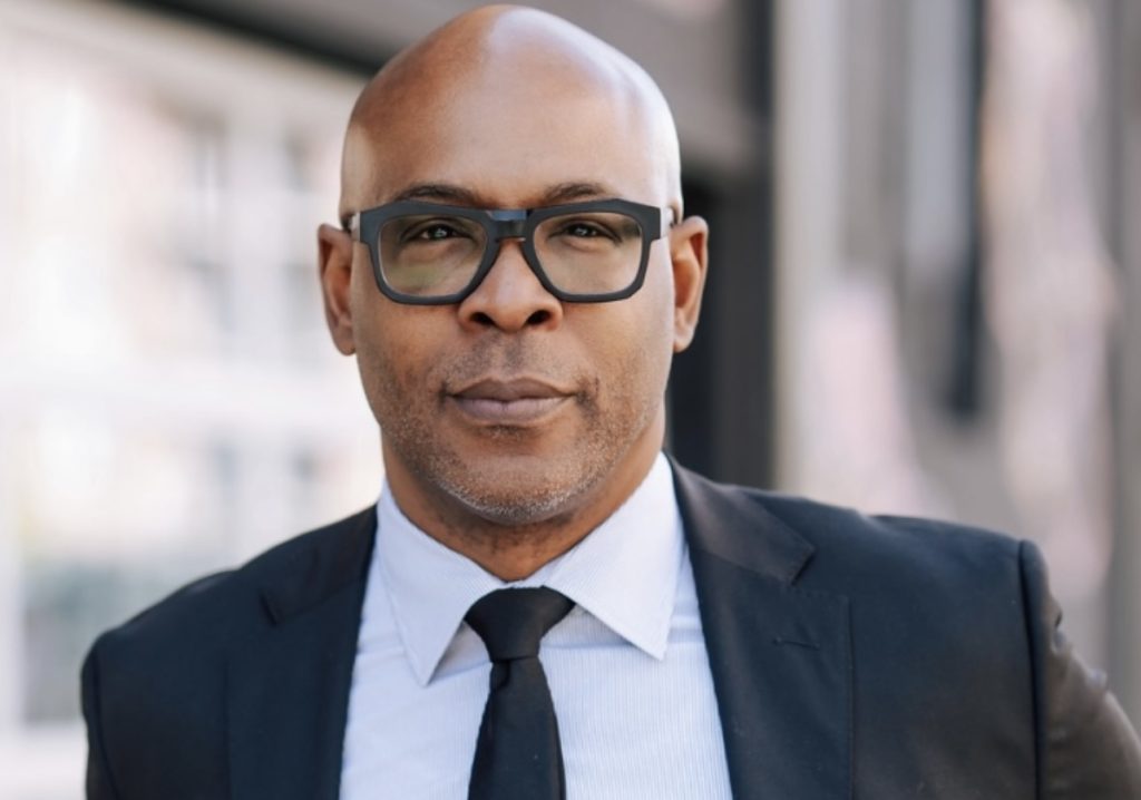 Businessman wearing dark suit and tie