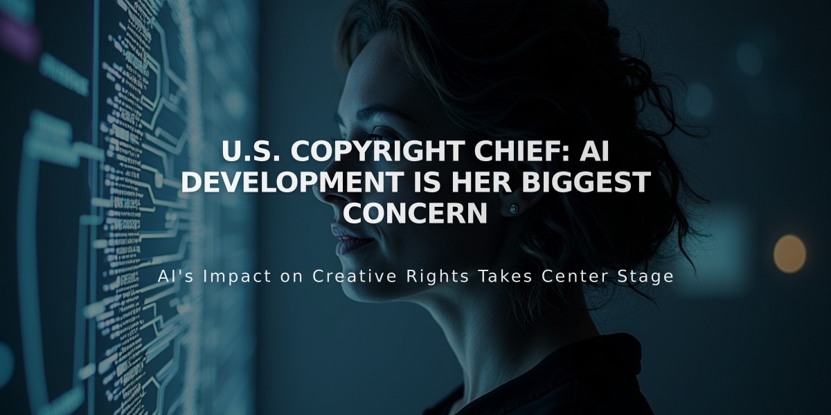 U.S. Copyright Chief: AI Development Is Her Biggest Concern