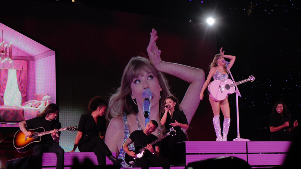 Taylor Swift performing on concert stage