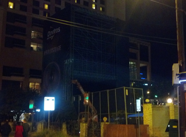 Giant Doritos ad on building wall