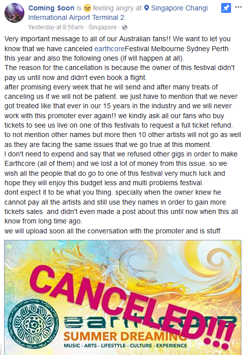 Cancelled music festival poster