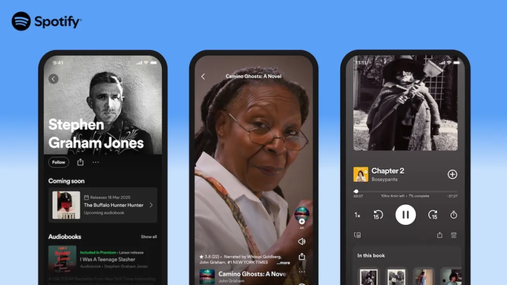 Spotify audiobooks with video interface