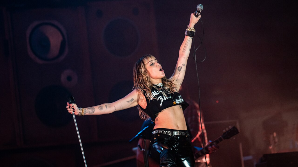 Miley Cyrus performs during concert