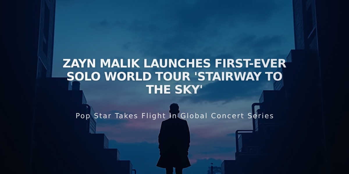 Zayn Malik Launches First-Ever Solo World Tour 'Stairway to the Sky'