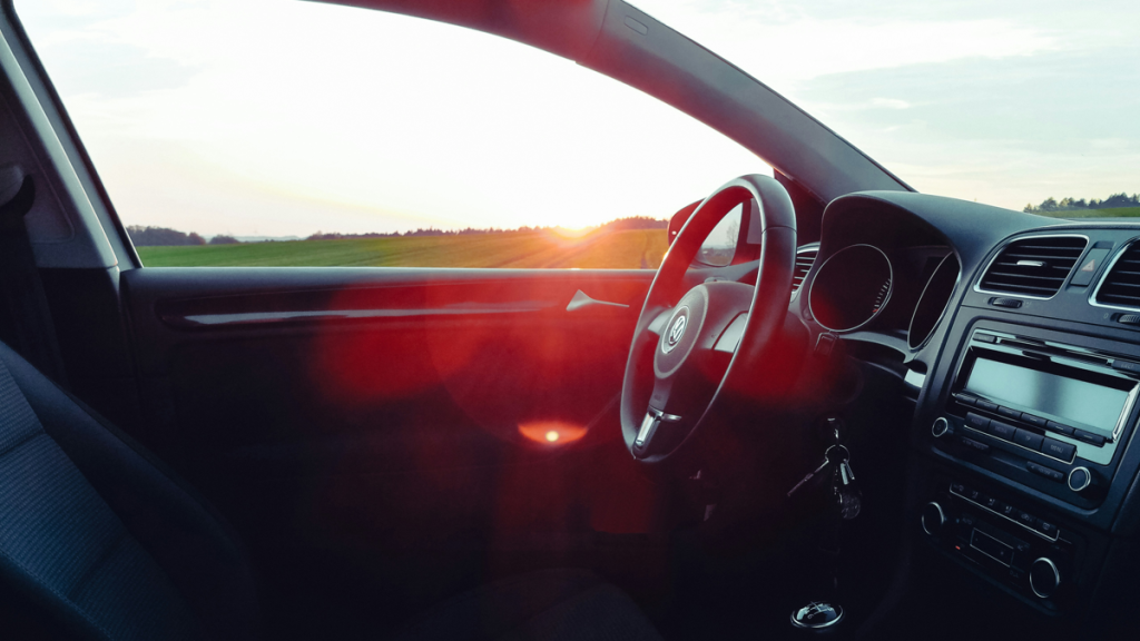 Car dashboard with AM radio display