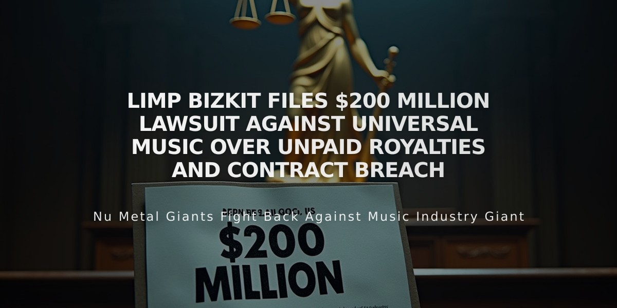 Limp Bizkit Files $200 Million Lawsuit Against Universal Music Over Unpaid Royalties and Contract Breach