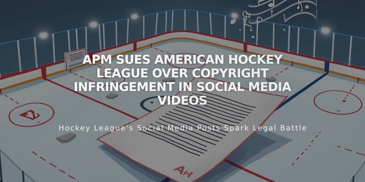 APM Sues American Hockey League Over Copyright Infringement in Social Media Videos