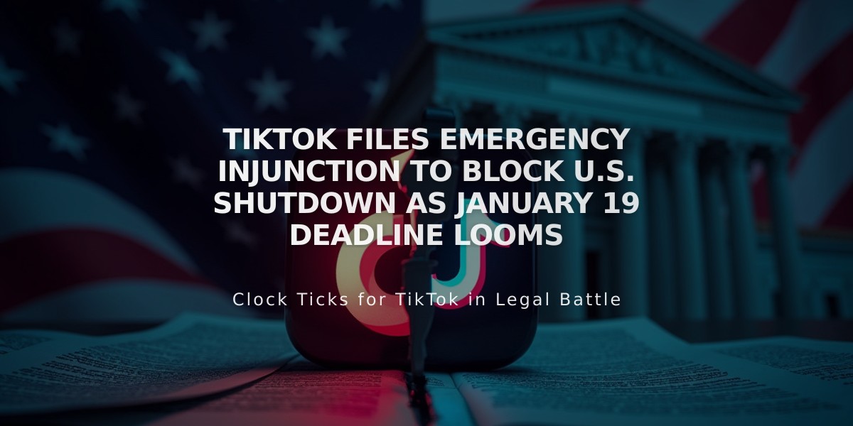 TikTok Files Emergency Injunction to Block U.S. Shutdown as January 19 Deadline Looms