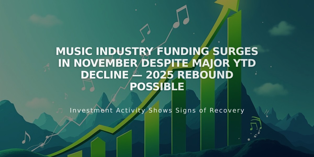 Music Industry Funding Surges in November Despite Major YTD Decline — 2025 Rebound Possible