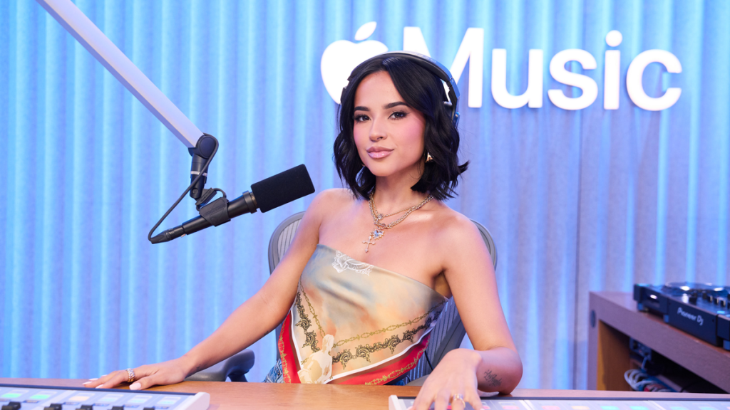 Woman recording in radio studio