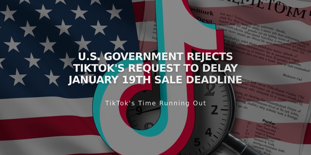 U.S. Government Rejects TikTok's Request to Delay January 19th Sale Deadline