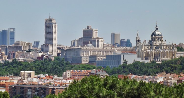 Madrid skyline at golden hour