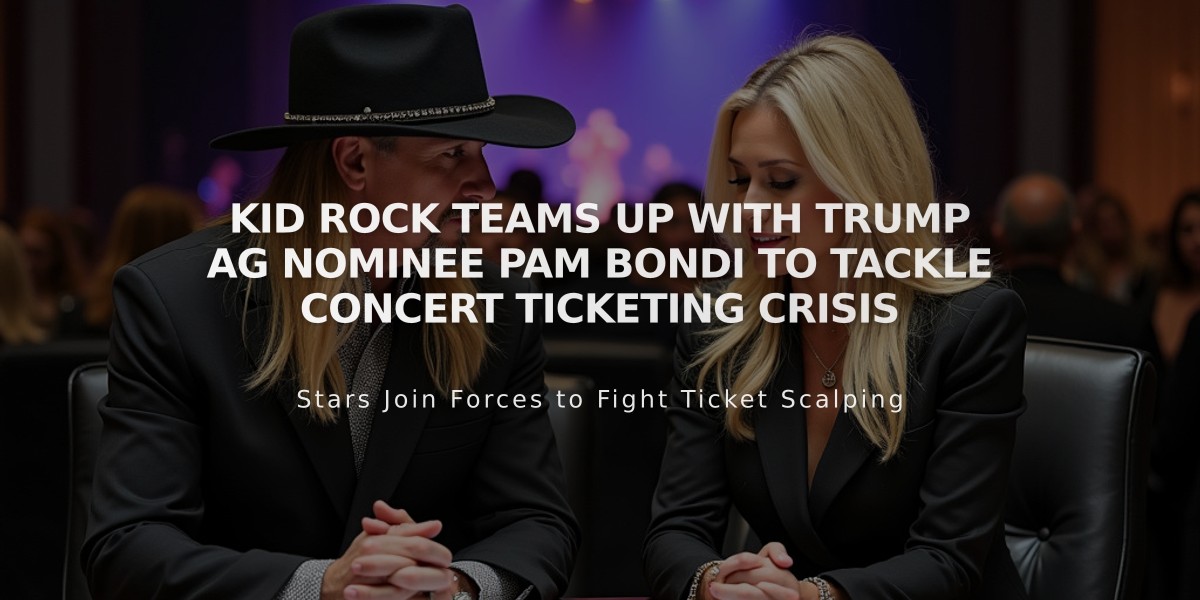 Kid Rock Teams Up with Trump AG Nominee Pam Bondi to Tackle Concert Ticketing Crisis