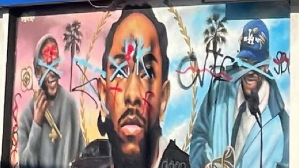 Kendrick Lamar vandalized mural in Compton