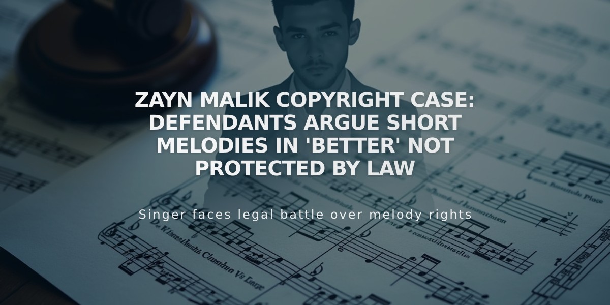 Zayn Malik Copyright Case: Defendants Argue Short Melodies in 'Better' Not Protected by Law