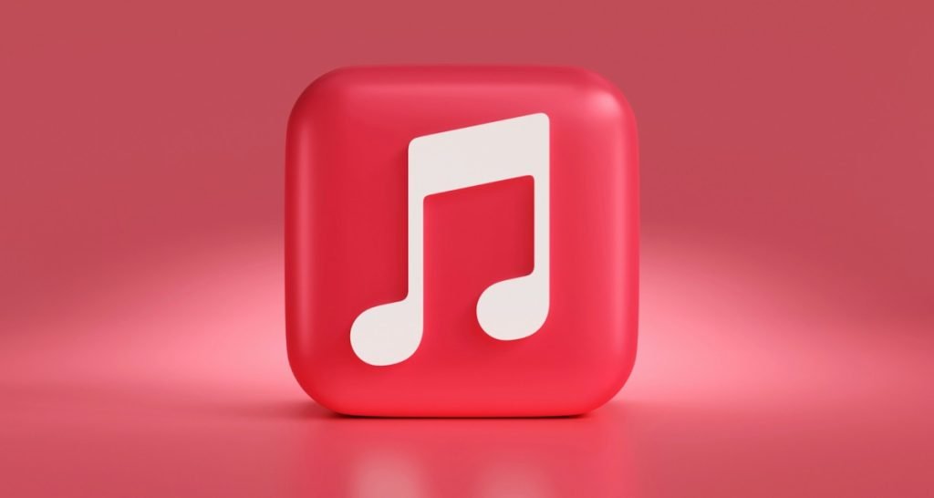 Apple Music logo with red background